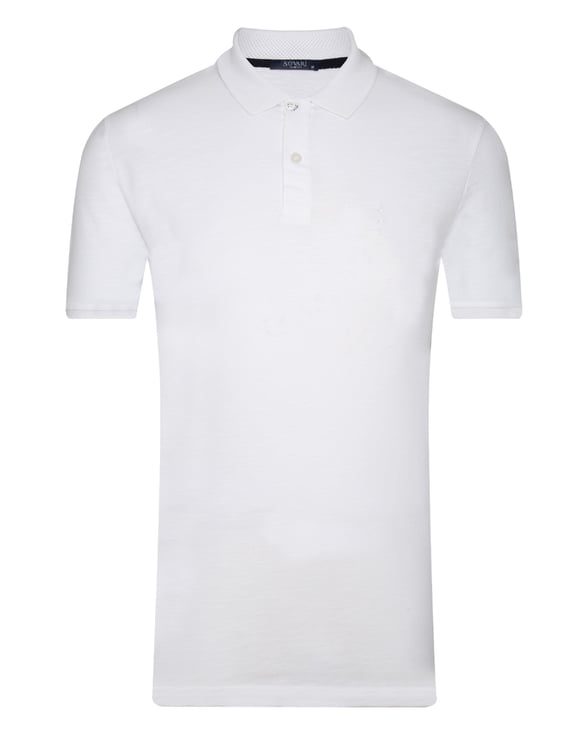 Beyaz Slim Armürlü Polo Yaka  Tişört