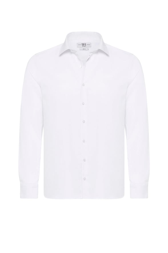 Beyaz Slim Fit Düz Klasik Yaka Gömlek