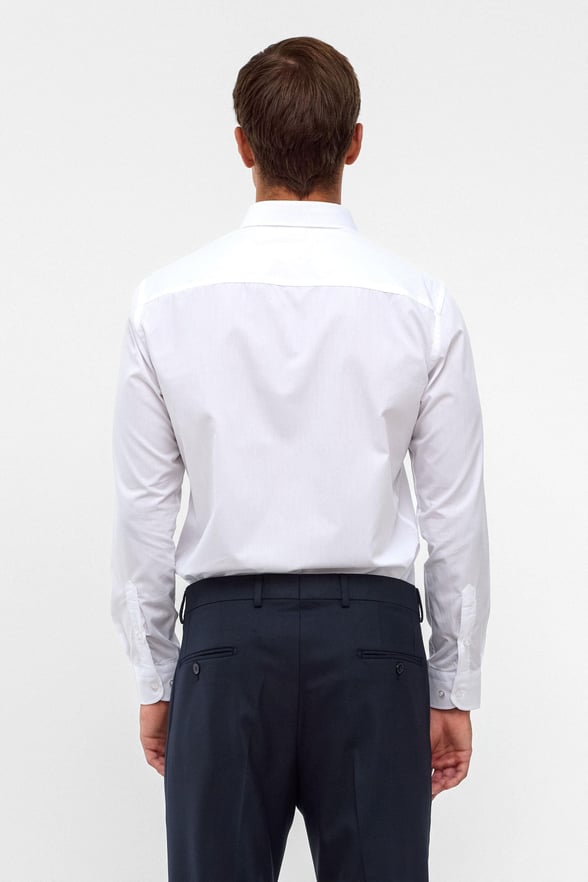 Beyaz Slim Fit Düz Klasik Yaka Gömlek