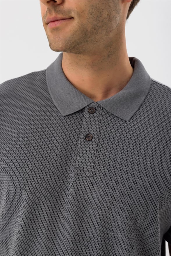 Gri Regular Armürlü Polo Yaka  Tişört