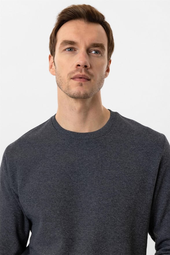 Gri Regular Düz O Yaka Triko