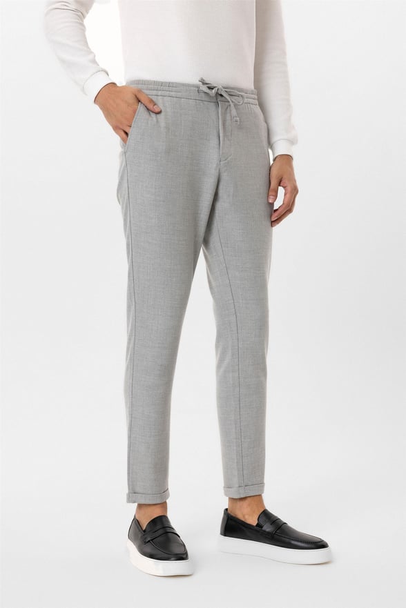 Gri Slim Armürlü Jogger Pantolon