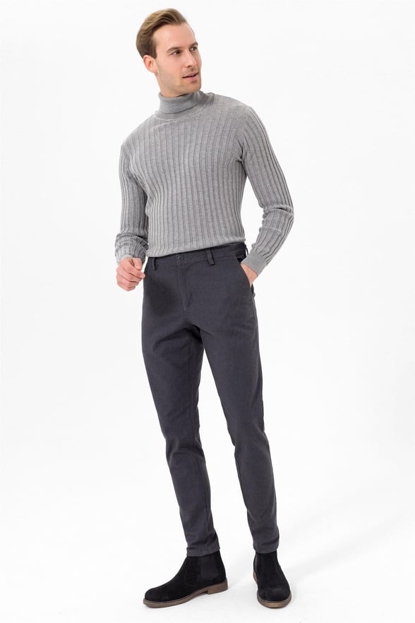 Gri Slim Armürlü   Pantolon