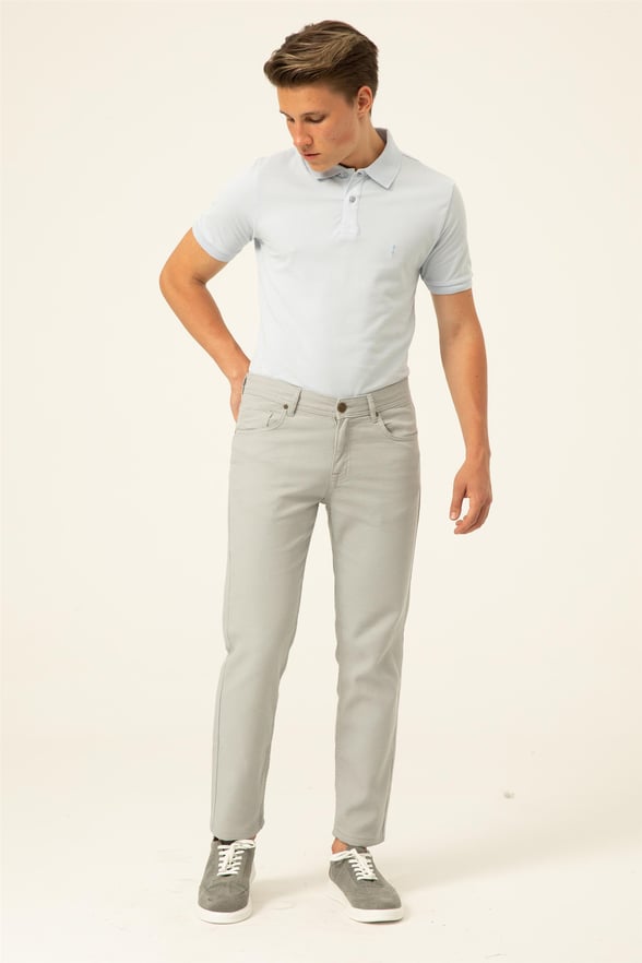 Gri Slim Armürlü   Pantolon