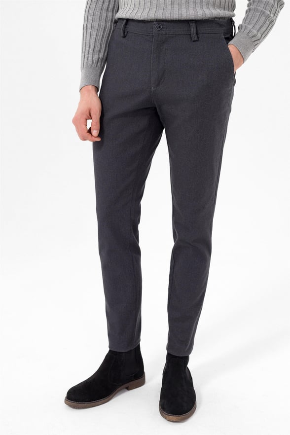 Gri Slim Armürlü   Pantolon