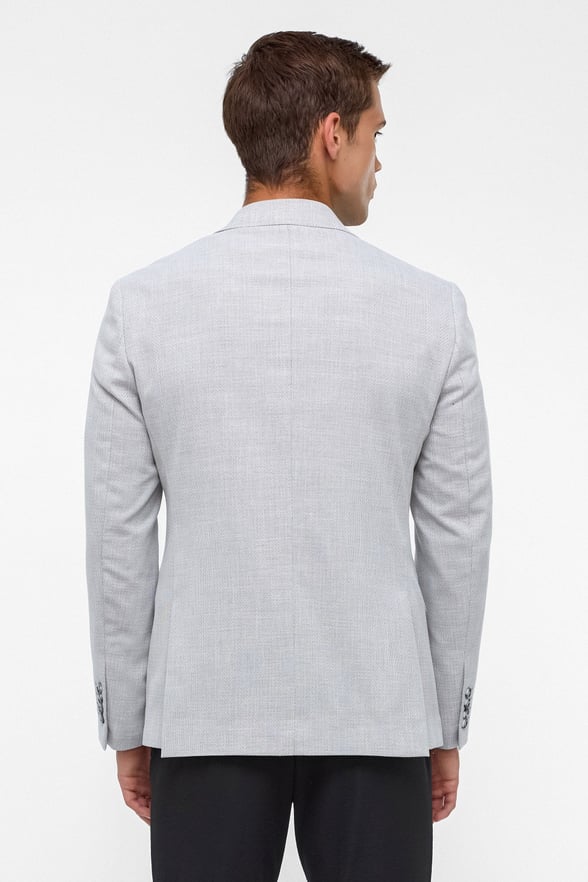 Gri Slim Desenli Mono Yaka 6 Drop Ceket