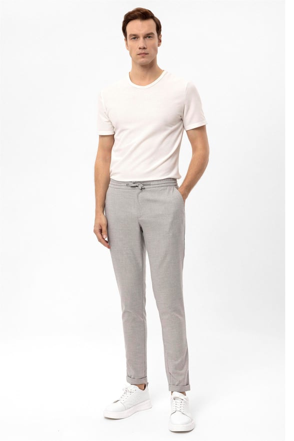 Gri Slim Düz   Jogger Pantolon