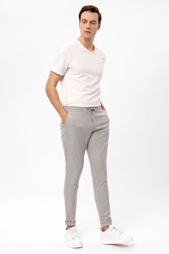 Gri Slim Düz   Jogger Pantolon