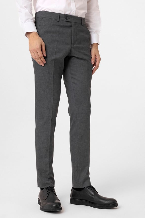 Gri Slim Fit Desenli Kumaş Pantolon