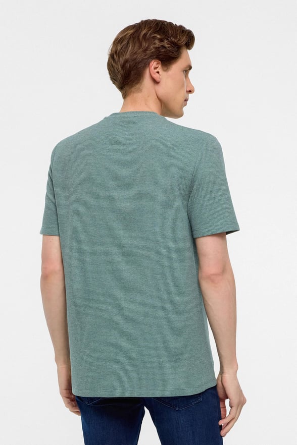 Haki Regular Armürlü Bisiklet Yaka Tişört