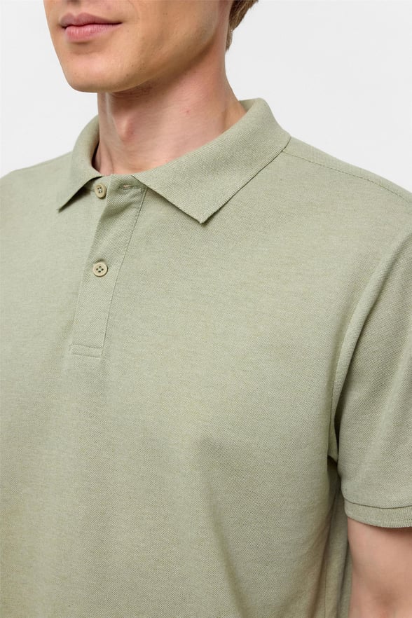 Haki Regular Armürlü Polo Yaka Tişört