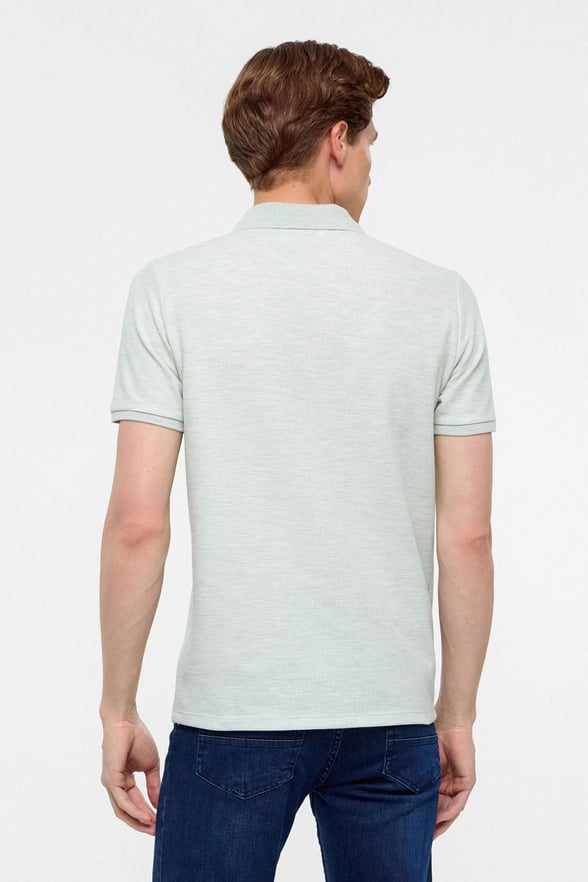 Haki Regular Armürlü Polo Yaka Tişört
