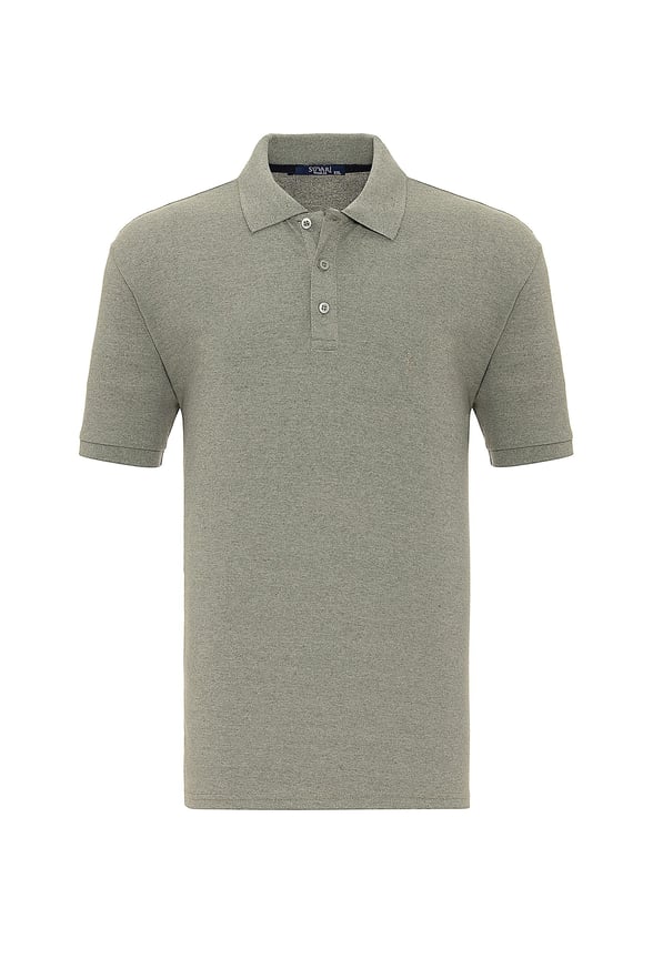 Haki Regular Armürlü Polo Yaka  Tişört