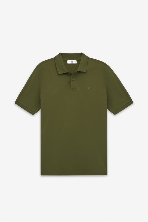 Haki Regular Düz Baskısız Pike Düğmeli Polo Yaka Standart Tişört