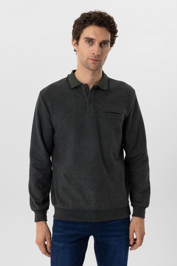 Haki Regular Düz Polo Yaka Triko