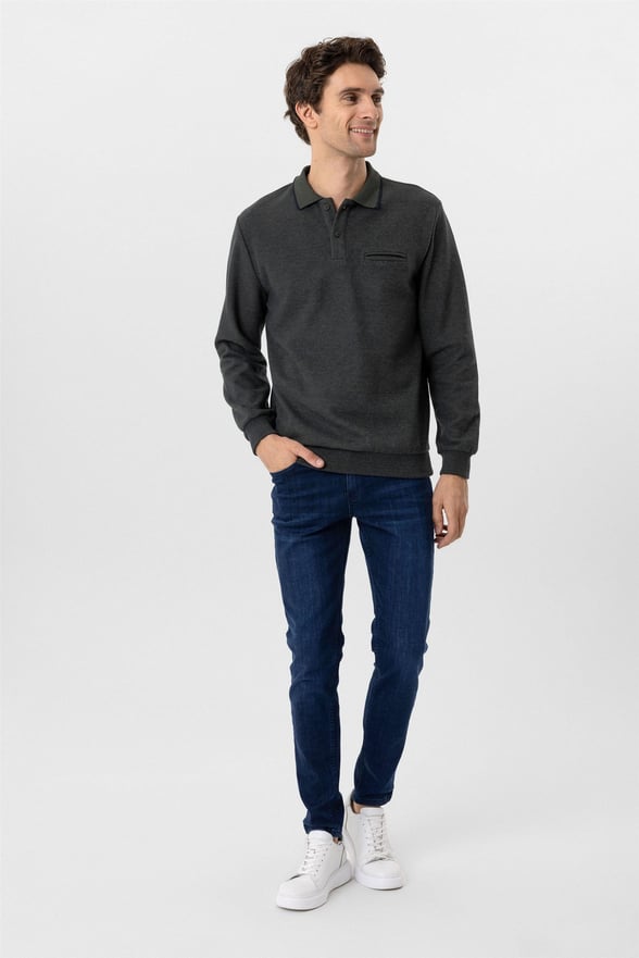 Haki Regular Düz Polo Yaka Triko