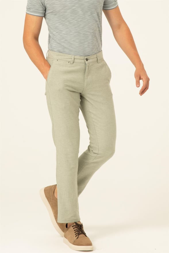 Haki Slim Armürlü   Pantolon