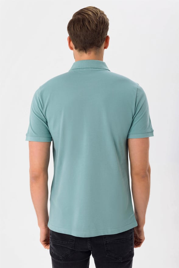 Haki Slim Armürlü Polo Yaka  Tişört