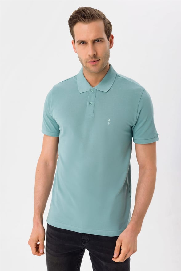 Haki Slim Armürlü Polo Yaka  Tişört