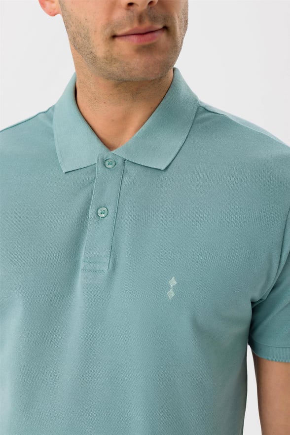 Haki Slim Armürlü Polo Yaka  Tişört