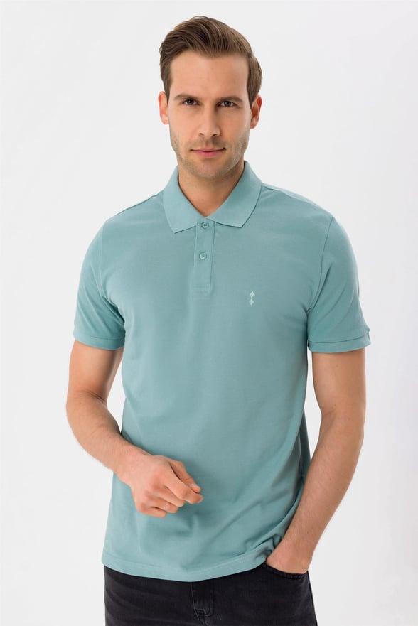 Haki Slim Armürlü Polo Yaka  Tişört