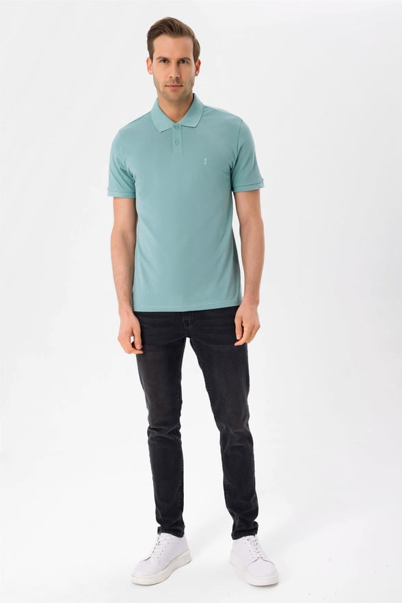 Haki Slim Armürlü Polo Yaka  Tişört
