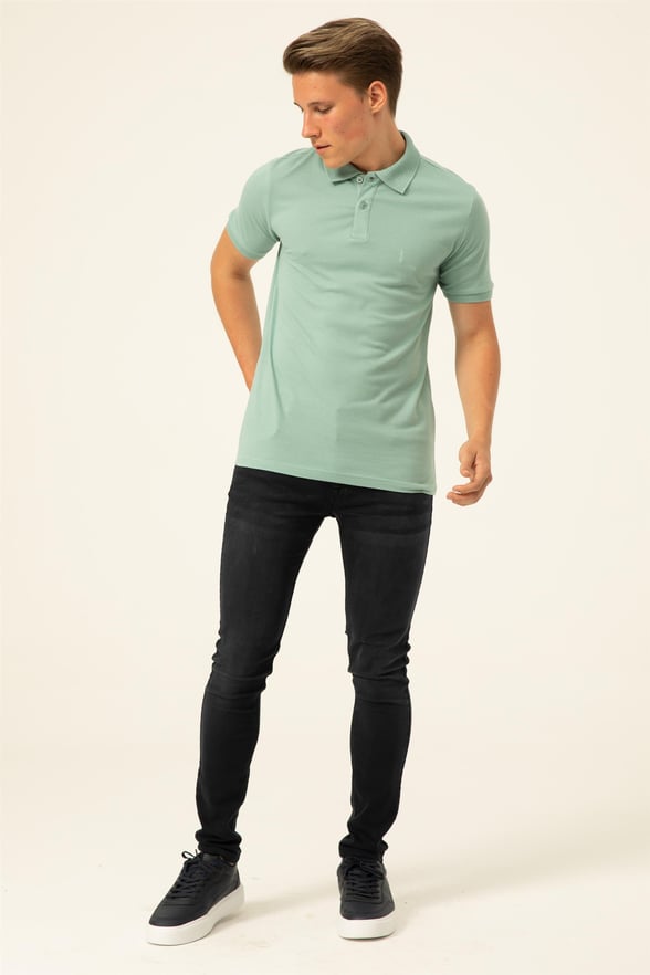 Haki Slim Armürlü Polo Yaka  Tişört