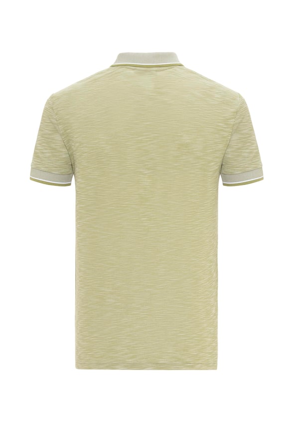Haki Slim Armürlü Polo Yaka Tişört