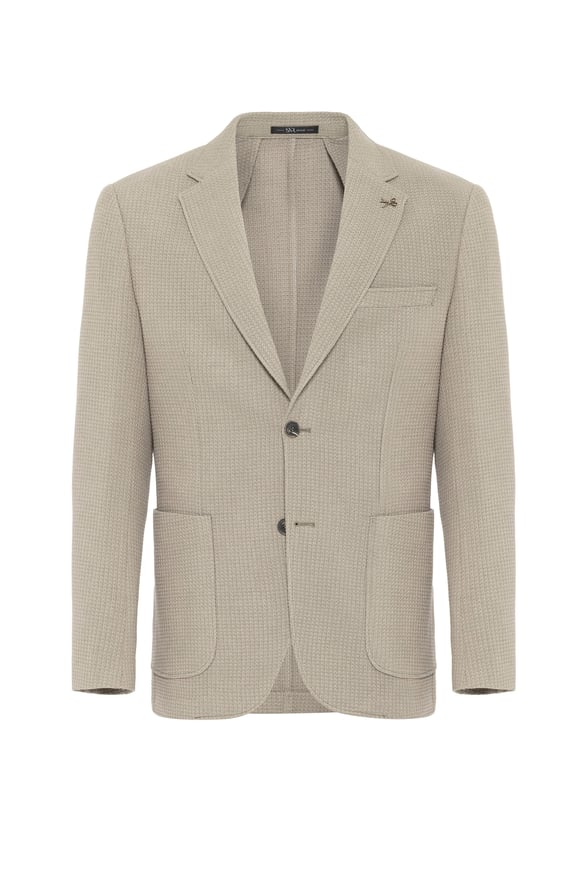Haki Slim Fit Desenli Mono Yaka 6 Drop Ceket
