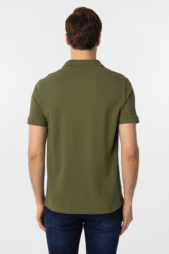 Haki Slim Fit Düz Polo Yaka Tişört