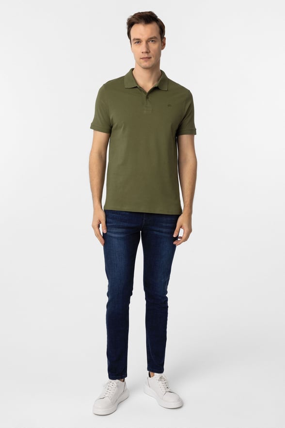 Haki Slim Fit Düz Polo Yaka Tişört