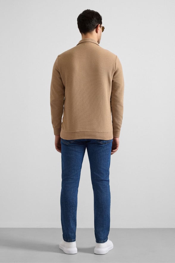 Kiremit Regular Düz Yarım Balıkçı Yaka Sweatshirt