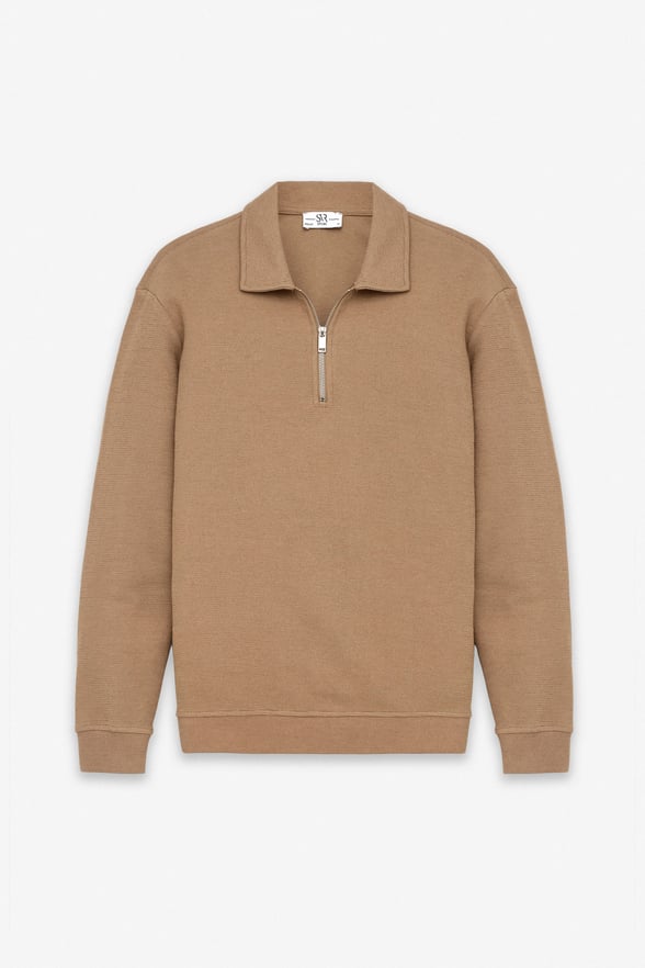 Kiremit Regular Düz Yarım Balıkçı Yaka Sweatshirt