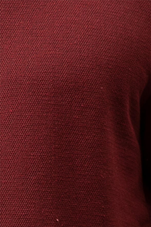 Koyu Bordo Regular Armürlü O Yaka  Sweatshirt