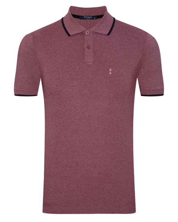 Koyu Bordo Regular Armürlü Polo Yaka  Tişört