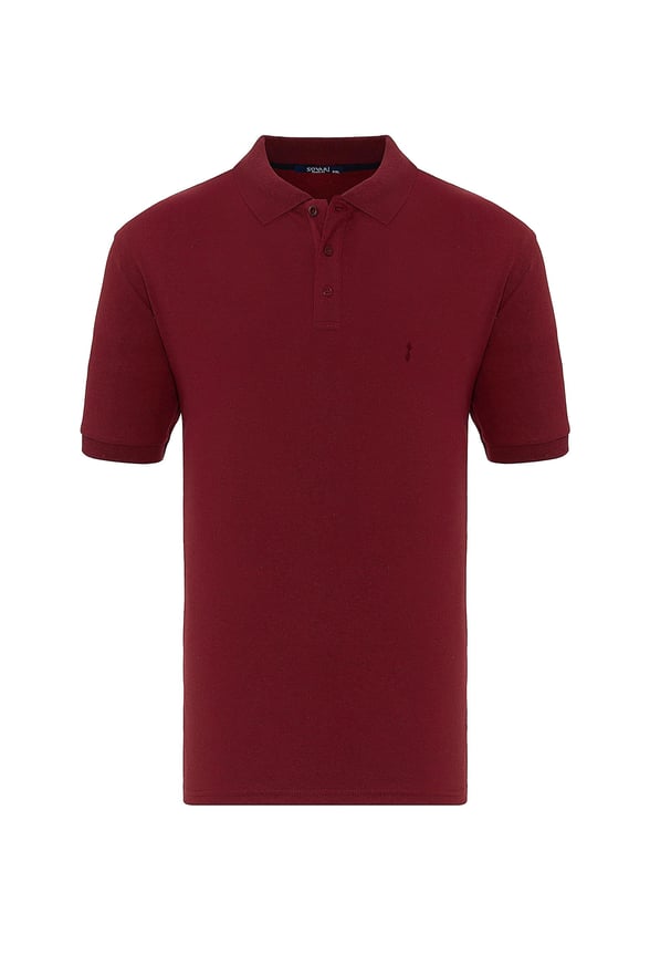 Koyu Bordo Regular Armürlü Polo Yaka  Tişört