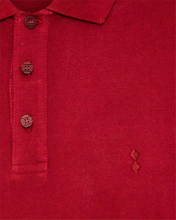 Koyu Bordo Regular Armürlü Polo Yaka  Tişört