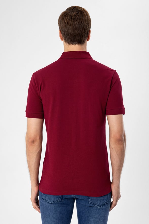 Koyu Bordo Regular Armürlü Polo Yaka Tişört