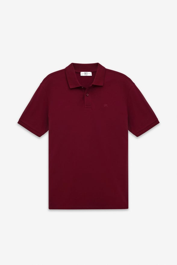 Koyu Bordo Regular Düz Baskısız Pike Düğmeli Polo Yaka Standart Tişört