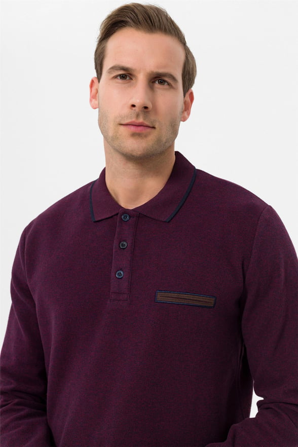 Koyu Bordo Regular Düz Polo Yaka  Triko