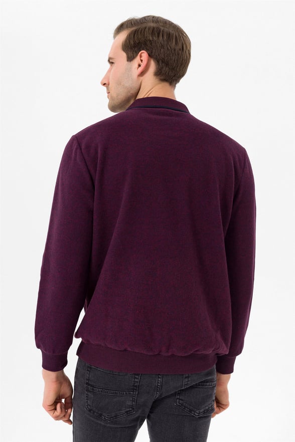 Koyu Bordo Regular Düz Polo Yaka  Triko