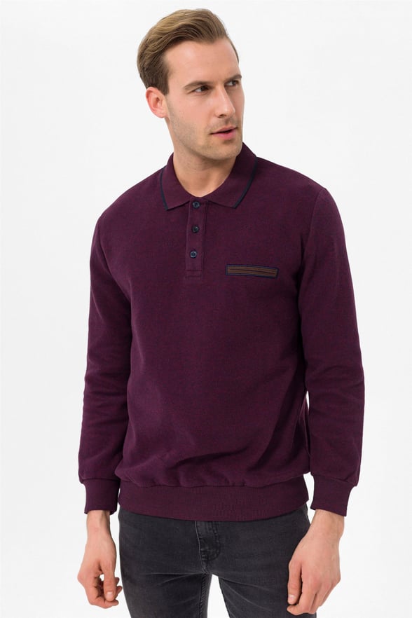 Koyu Bordo Regular Düz Polo Yaka  Triko