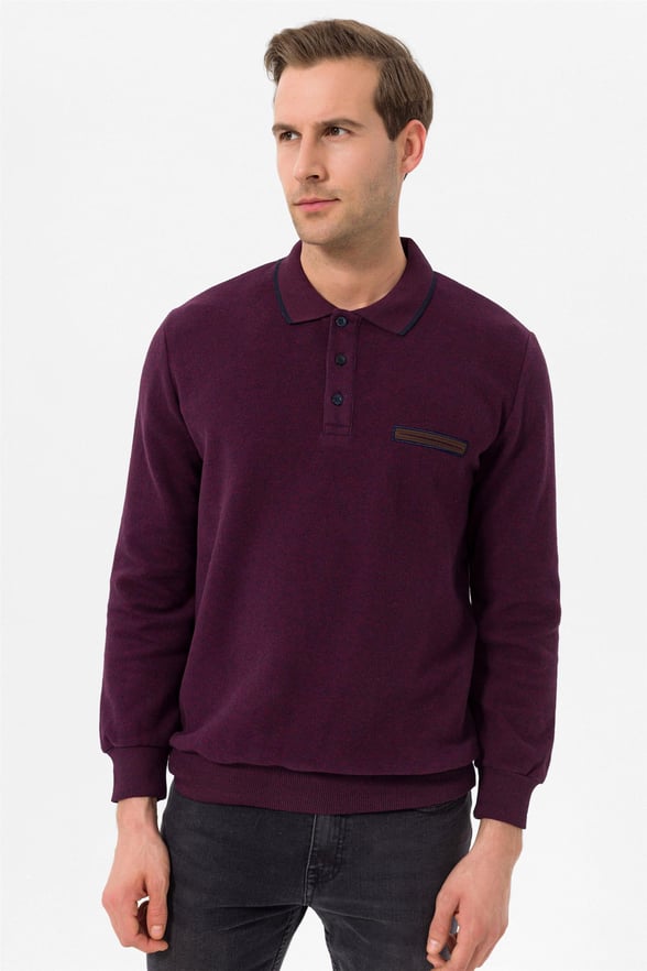 Koyu Bordo Regular Düz Polo Yaka  Triko