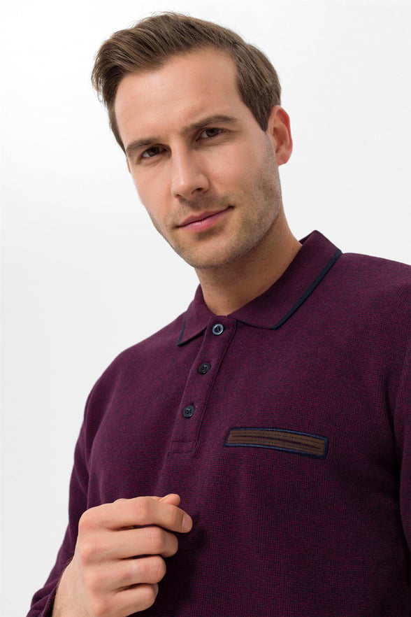 Koyu Bordo Regular Düz Polo Yaka  Triko
