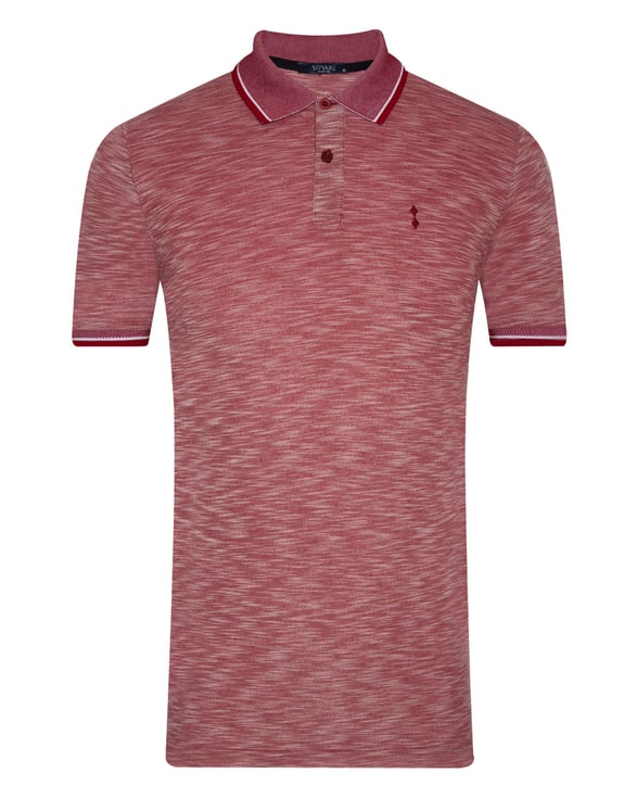 Koyu Bordo Slim Armürlü Polo Yaka  Tişört