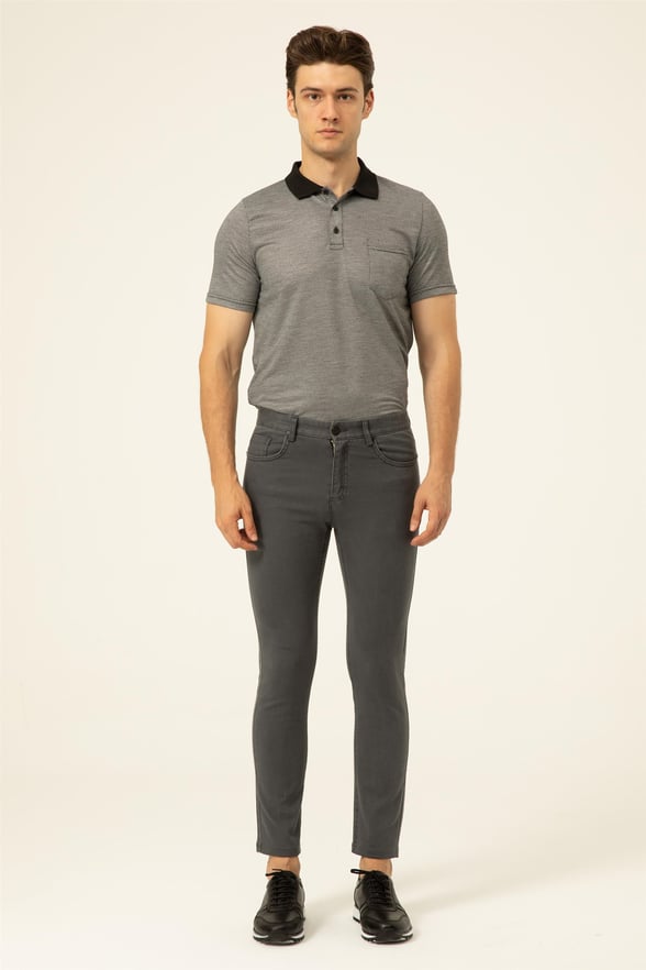 Koyu Gri Slim Denim   Pantolon