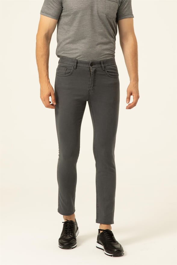 Koyu Gri Slim Denim   Pantolon
