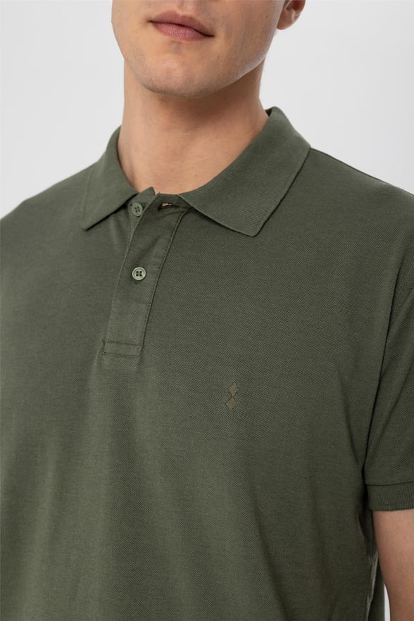 Koyu Haki Regular Armürlü Polo Yaka  Tişört