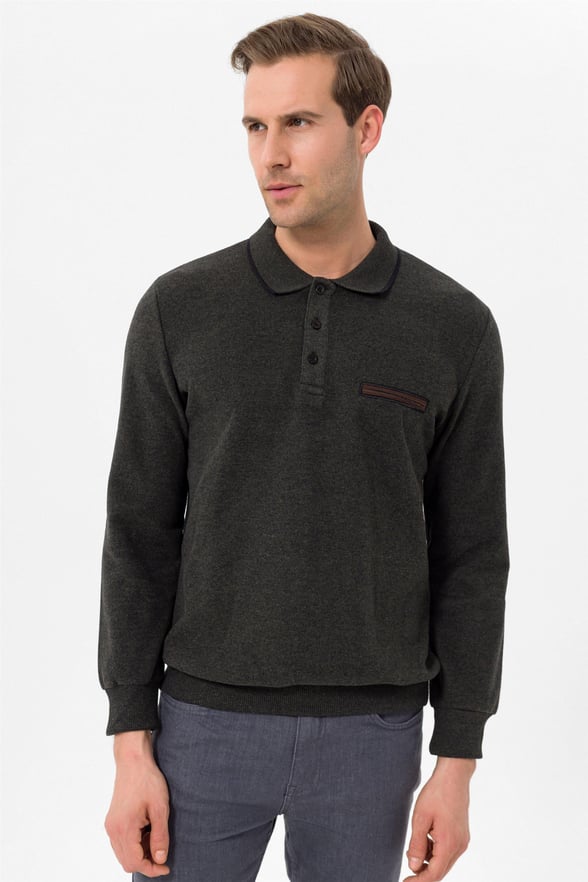 Koyu Haki Regular Düz Polo Yaka  Triko