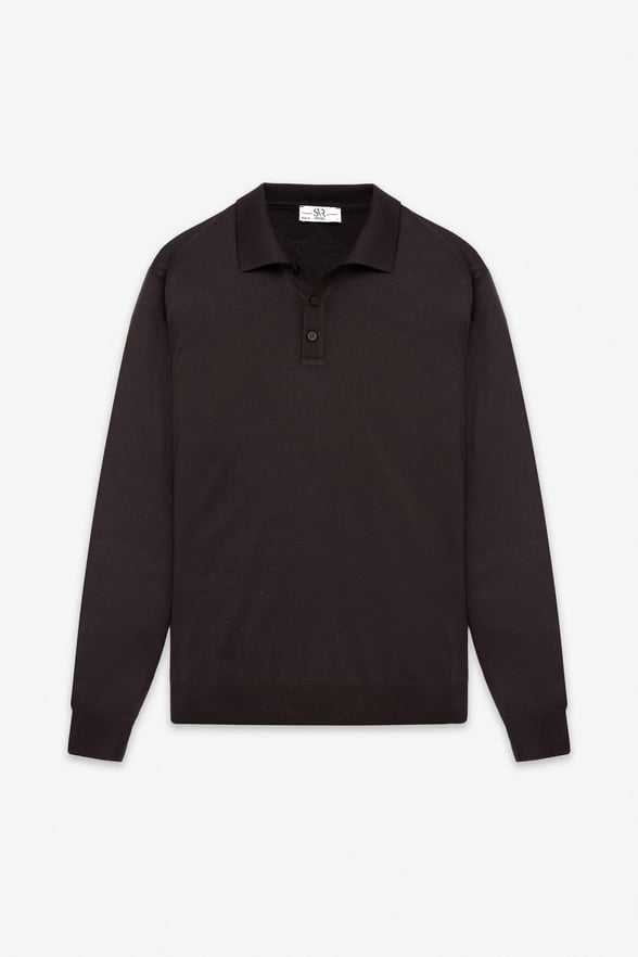 Koyu Kahve Regular Düz Polo Yaka Triko